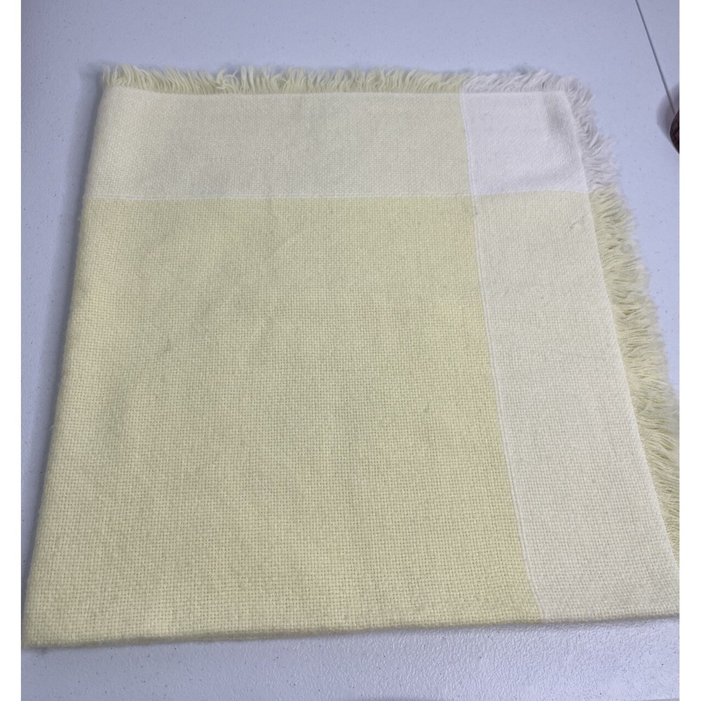 Vtg Churchill Handwoven Baby Blanket All Orlon‎ Acrylic Yellow White